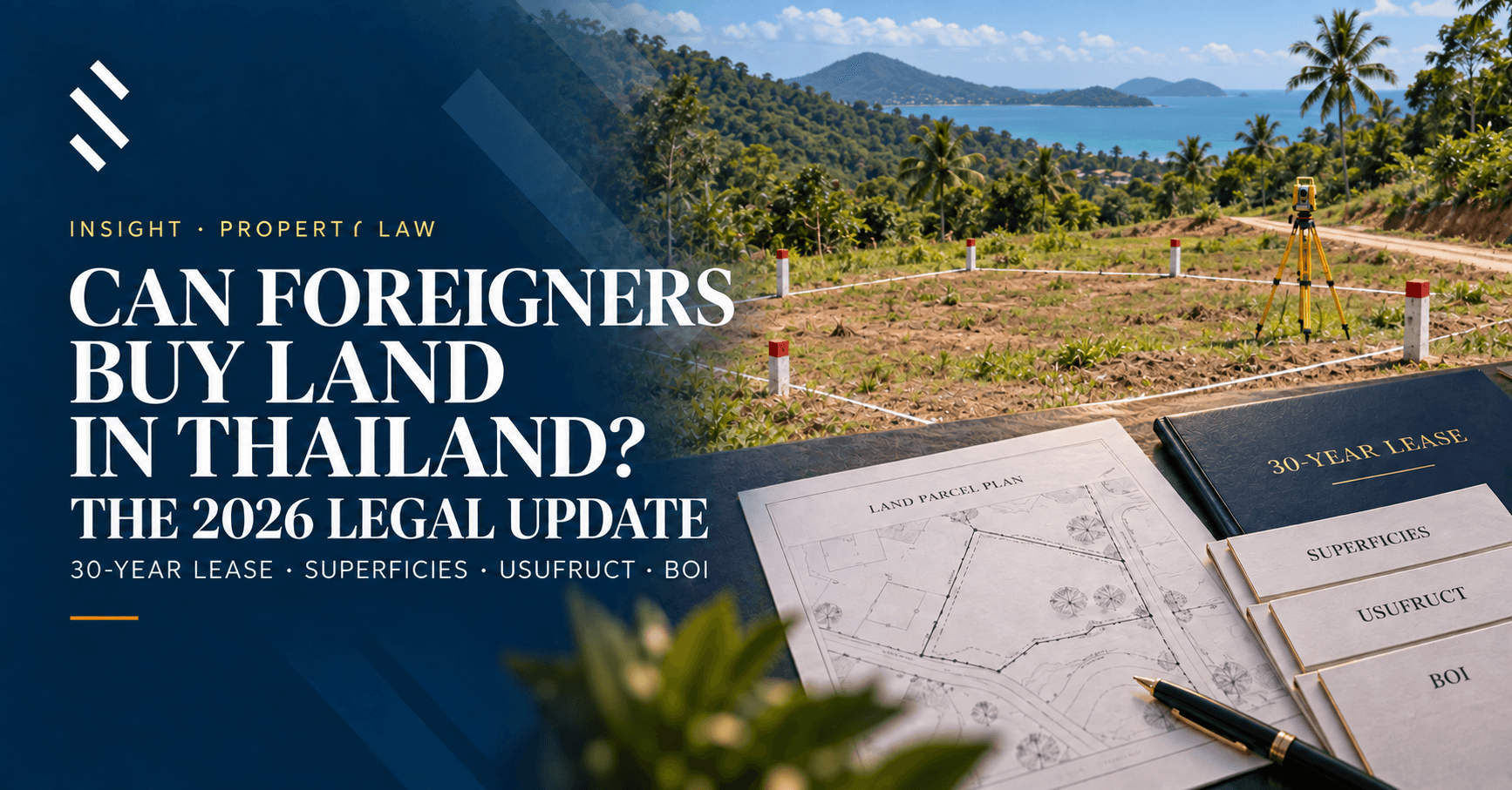 Phuket land parcel plan with lease, superficies, usufruct, and BOI documents